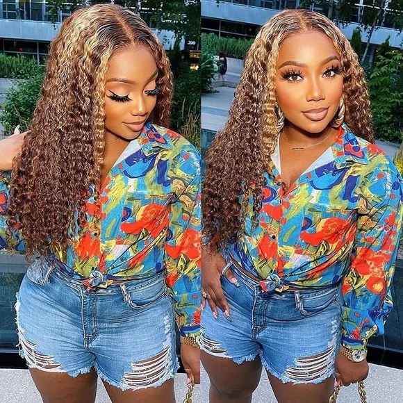 Accessories | 26 Inches Golden Blondebrown Curly Human Hair 